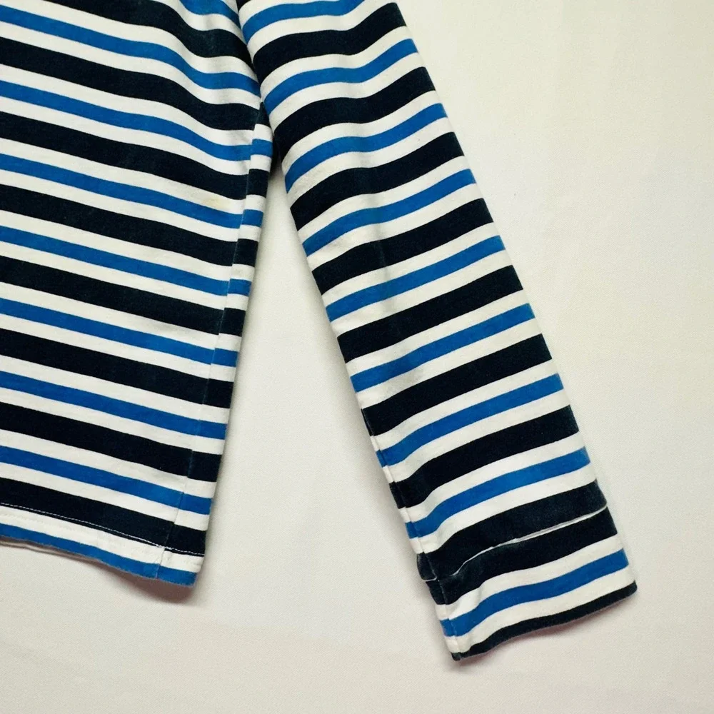Generation Joy Blue Nautical Striped Hoodie Lined Hood Little Boys Large 4/5 6/7
